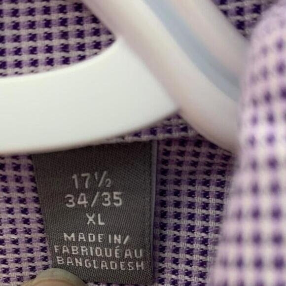 Michael Kors Mens Purple Micro Check Slim Fit Long Sleeve Button Up Shirt L - Picture 7 of 9